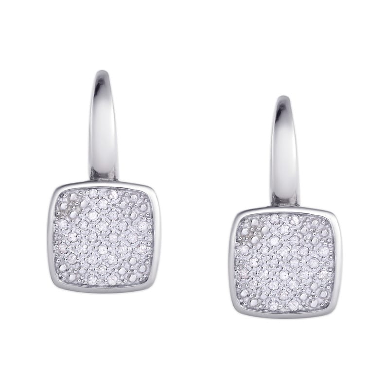 Victoria Townsend .925 Sterling Silver 1/4Ct Diamond Square Leverback Earring