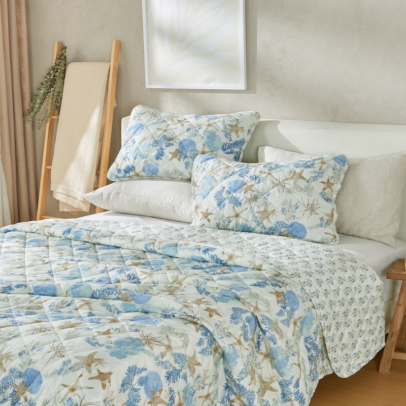 Patina Vie Maison Reversible Vintage Coastal Quilt Set