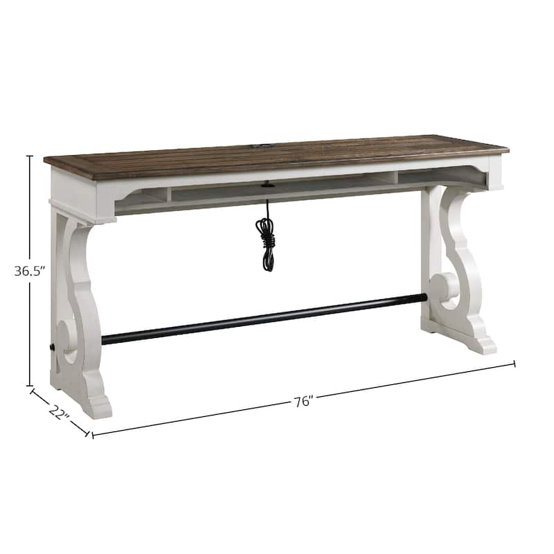 Drake Sofa Bar Table by Intercon, Two-Toned Rustic White and French Oak Finish