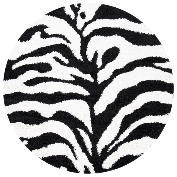 SAFAVIEH Florida Shag Rozinka Zebra Animal Print 1.2-inch Thick