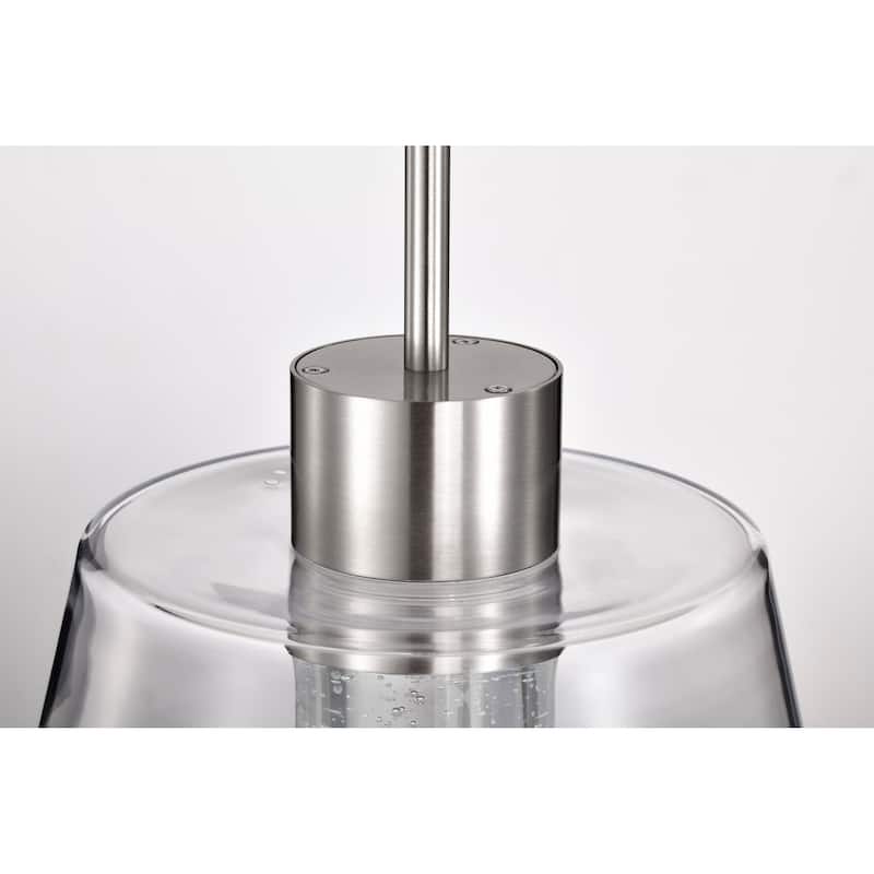 Aura 12 Inch LED Pendant Brushed Nickel K9 Bubble Crystal 3000K CCT - Brushed Nickel