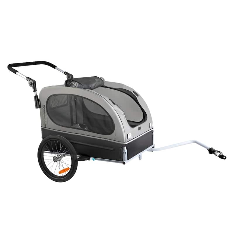 Dog Bike Trailer, Supports up to 88 lbs, 2-in-1 Pet Stroller Cart Bicycle Carrier, Easy Folding Cart Frame with Quick Release W