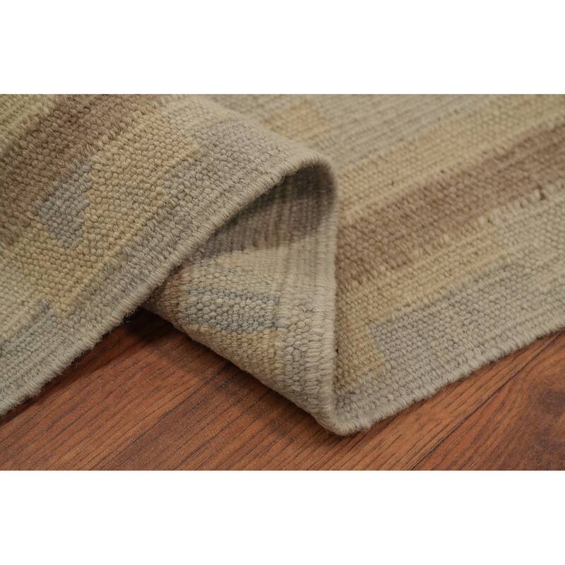 Hand Woven Oriental 100% Wool Carpet Southwestern Tribal Greys & Charcoal Kilim Area Rug - 5' 5'' X 3' 7''