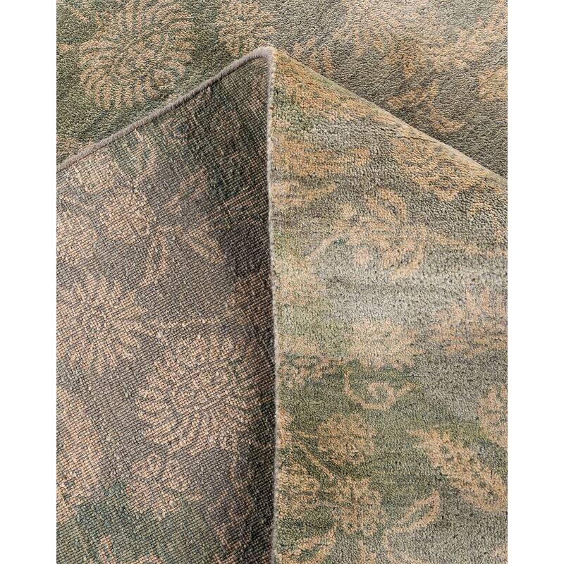 Ikat One-of-a-Kind Hand-Knotted Area Rug, Green - 9' 1" x 12' 2"