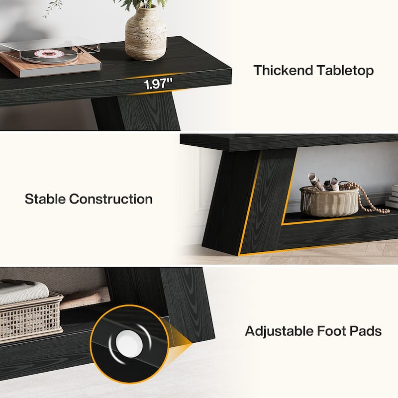 Extra Long TV Stand for TVs, Wooden Media Console with Storage Shelves, Entertainment Center for Living Room, Bedroom