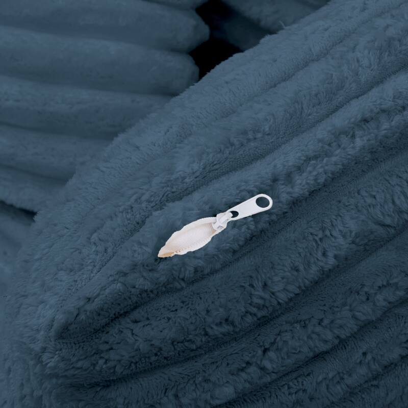Fluffy Corduroy Upholstered Cloud Chaise Lounge Sofa Bed, Versatile Foam Compressed Deep Seat Couch with Pillows