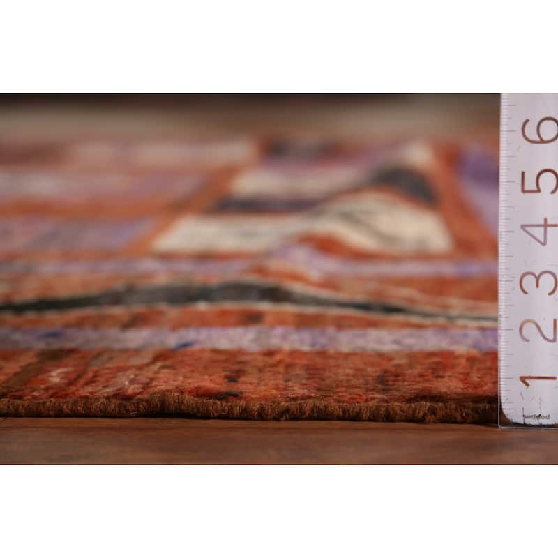 Orange Tribal Geometric Moroccan Oriental Rug Hand-Knotted Wool Carpet - 8'9" x 9'11"