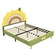 preview thumbnail 8 of 10, Full Size Upholstered Platform Bed with Sunflower Shaped Headboard, Cute Bedframe w/Wood Slats Support for Kids Girls Boys Green
