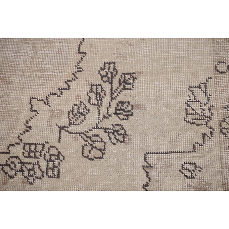 Distressed Tabriz Vintage Persian Rug Handmade Muted Wool Carpet - 6'2" x 9'2"