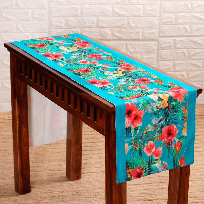 Novica Handmade Floral Greetings Cotton Table Runner