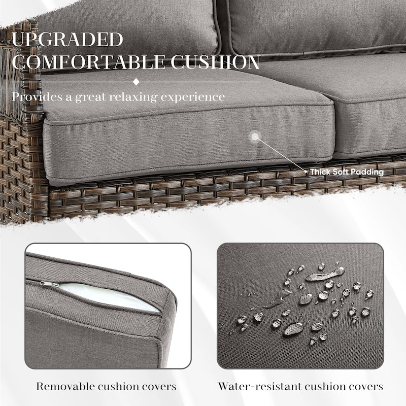 Pocassy 41 in Fire Pit Table with Patio Sofa Swivel Chair Set