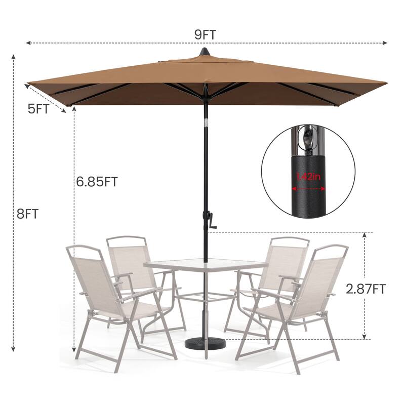 Crestlive Products 9 x 5 FT Patio Outdoor Rectangular Market Umbrella