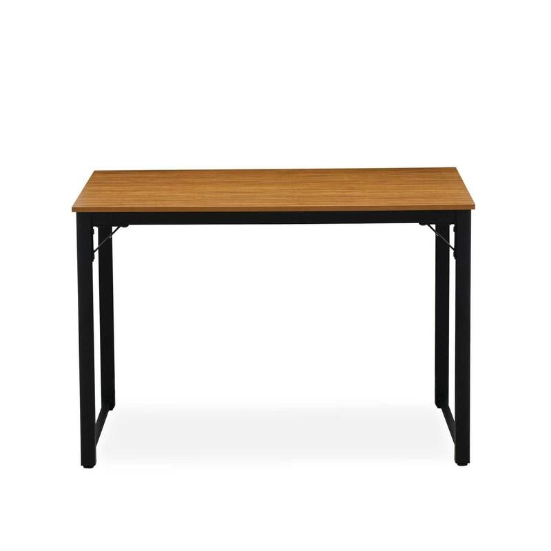 HomeStock 3-Piece Solid Wood Laminate Top Black and Brown Finish Dining Set - 1 Dining Table and 2 Benches in Powder Coating
