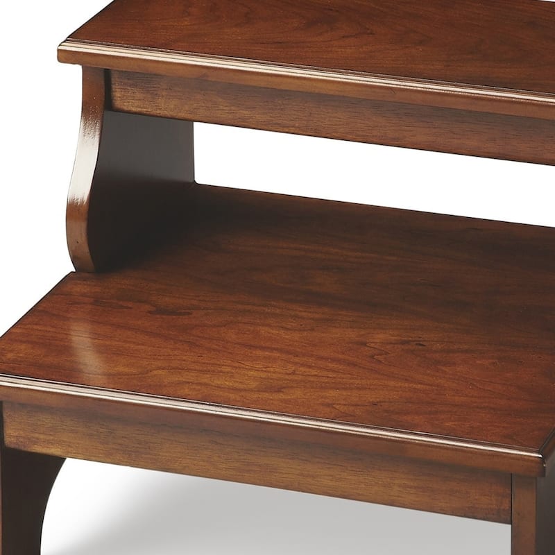 Brown Wood Step Stool with 4 Leg Base 18 Inch Seat Height - 16" x 15" x 18" (D x W x H)