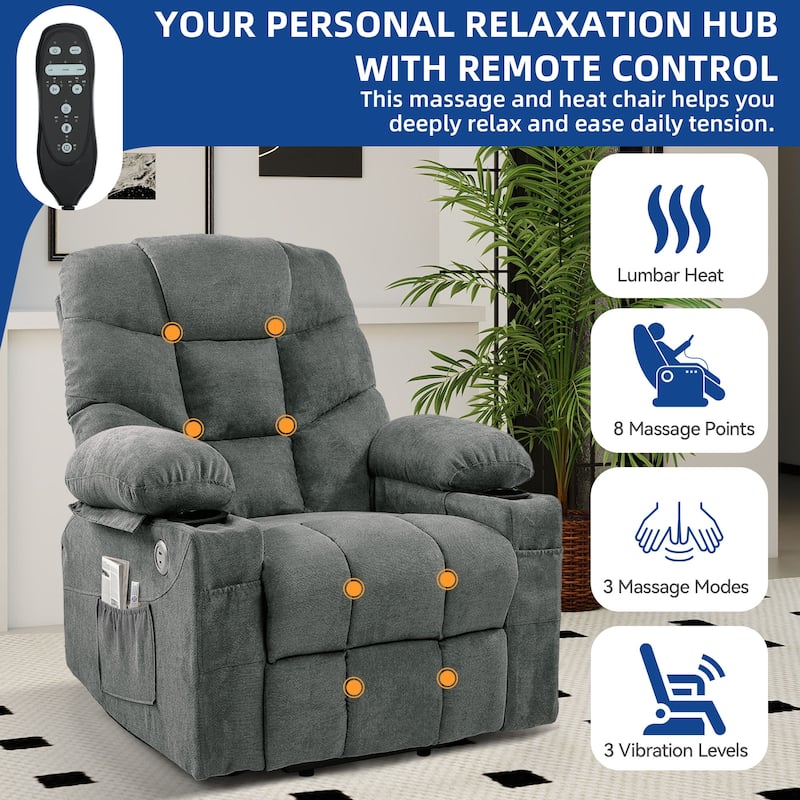 31.5 ''Wide Power Lift Assist Ergonomic Recliner with Massager & Heating