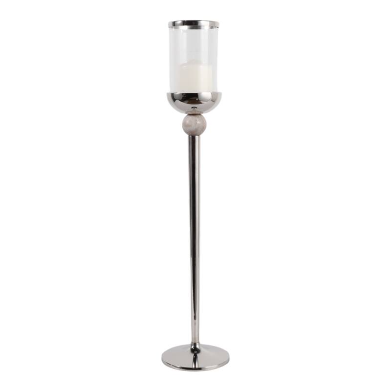 Metal Marble Floor Candle Holder Elegant Sculptural Hurricane
