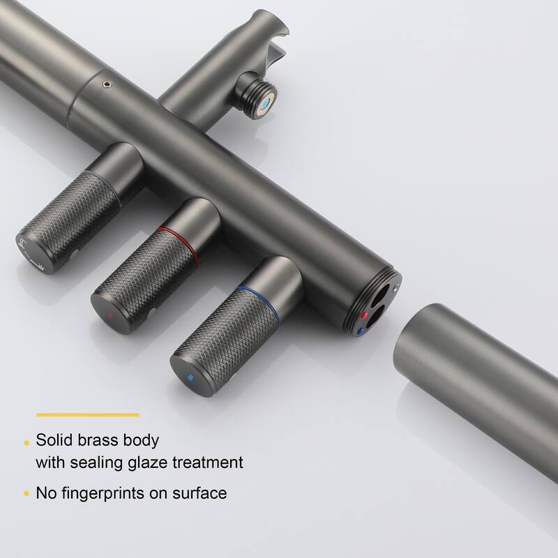 Freestanding Floor Mount 3-Handle Bath Tub Filler Faucet with Handheld Shower