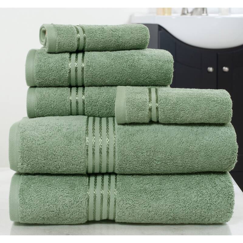 6PC Towel Set - Cotton Bathroom Accessories with 2 Bath Towels, 2 Hand Towels, and 2 Washcloths by Windsor Home
