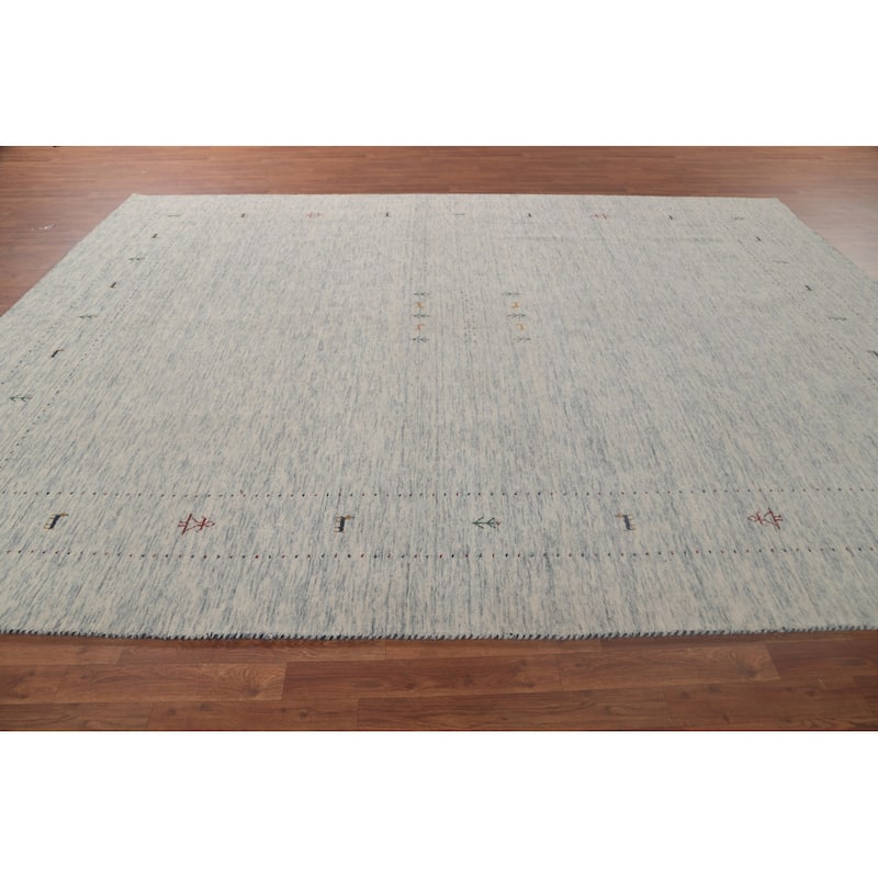 Tribal Beige Gabbeh Area Rug Hand-Knotted Wool Carpet - 9'0"x 11'7"