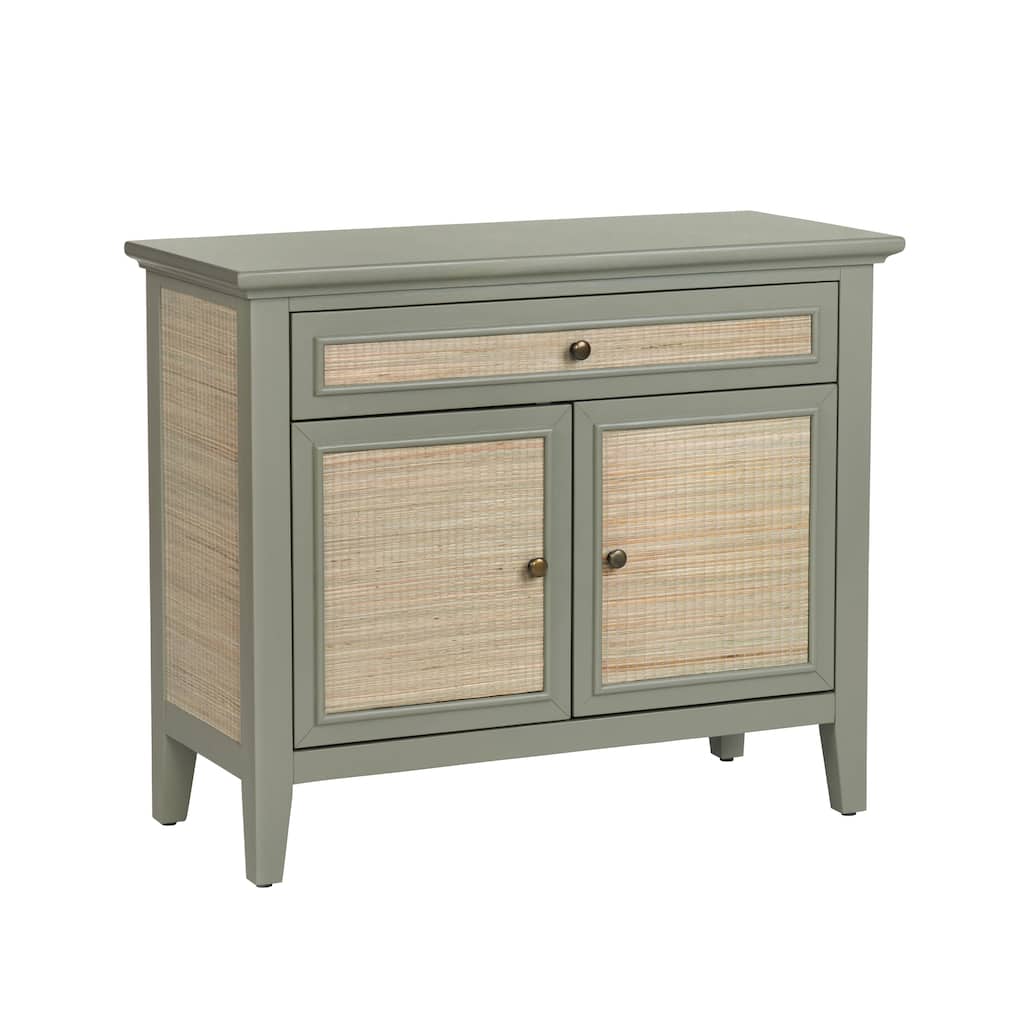 35.75 in. Gray Solid Wood 1 Drawer 2 Door Media Credenza_Accent Cabinet
