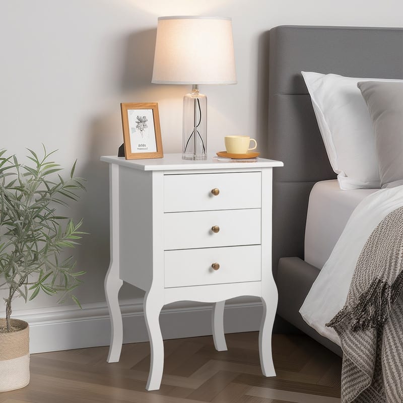 3 Drawer Nightstand White
