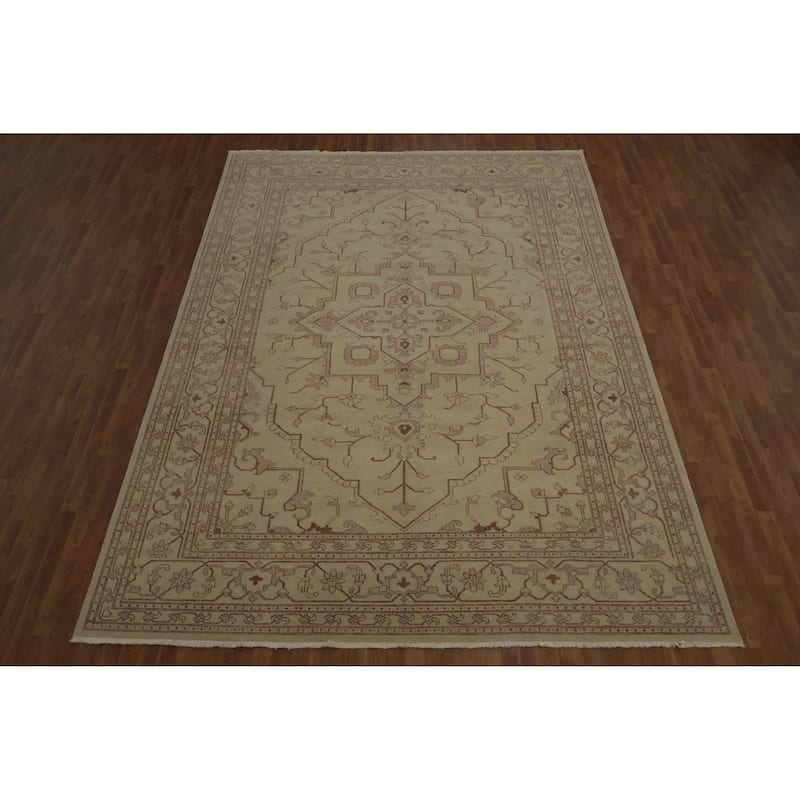 Hand Knotted Oriental 100% Wool Carpet Traditional Floral Beige & Ivories Peshawar Area Rug - 13' 9'' X 9' 9''