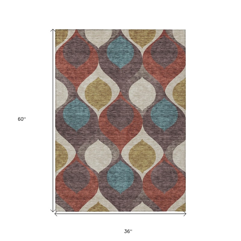 HomeRoots Ogee Transitional Rectangle Outdoor Rug