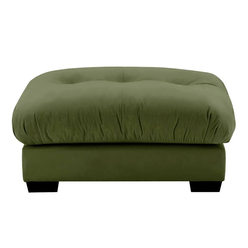 Modern Sectional Couch Comfortable Upholstered Sofa Set with Lumbar Pillow and Throw Pillow for Living Room - Ottoman - Olive Green