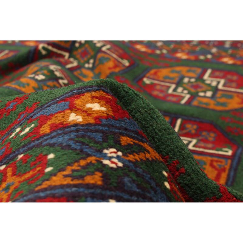ECARPETGALLERY Hand-knotted Afghan Green Wool Rug - 4'8 x 6'5