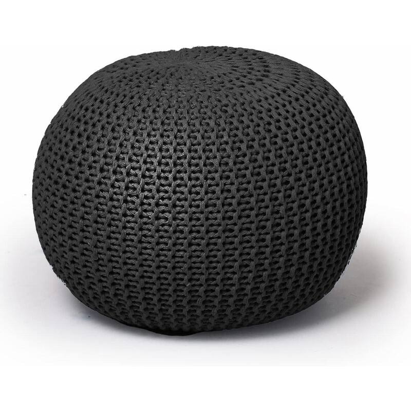 Urban Lifestyle Round Knit Pouf - Black