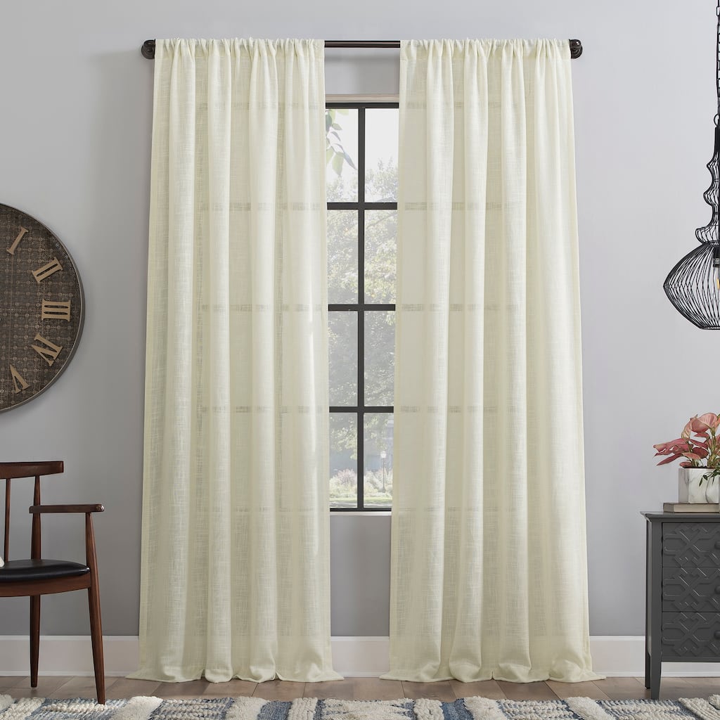 Clean Window Basketweave Anti-Dust Semi-Sheer Curtain Panel, Single Panel