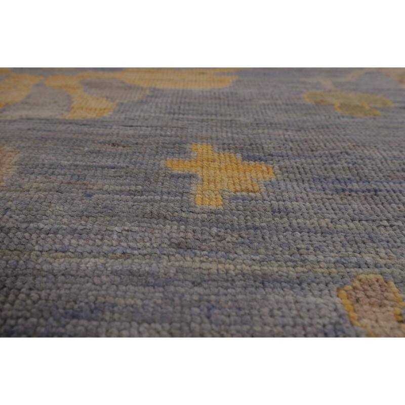 Blue Vegetable Dye Oushak Turkish Area Rug Hand-Knotted Wool Carpet - 9'6"x 12'1"