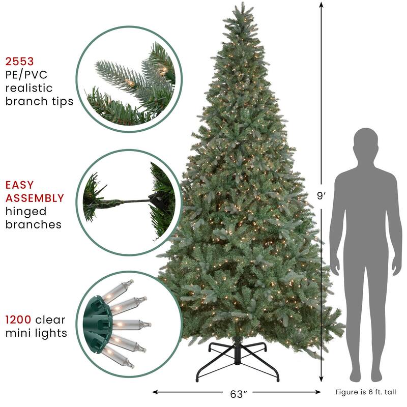 9' Granville Fraser Fir Artificial Christmas Tree, Clear Lights - 9 Foot