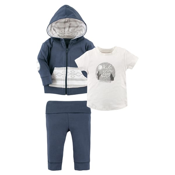 slide 1 of 1, Yoga Sprout Toddler Boy Cotton Hoodie, Tee Top, and Pant, Wild Free Toddler 2T - Wild Free Toddler