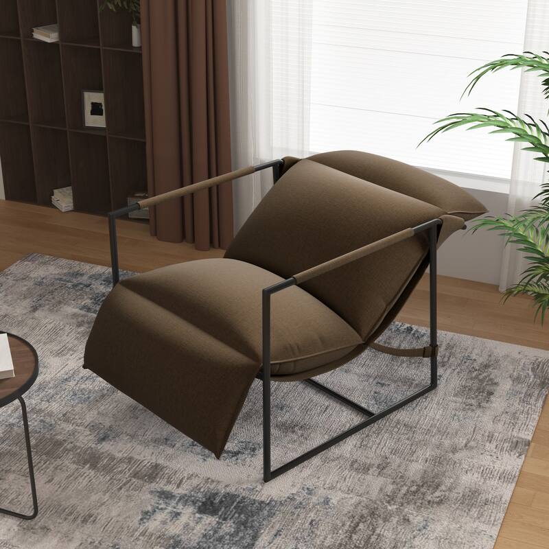 Metal Framed Sling Accent Chair with Bag Cushion