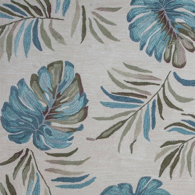 Porch & Den Zellis Ivory Palm Leaf Pattern Lanai Rug