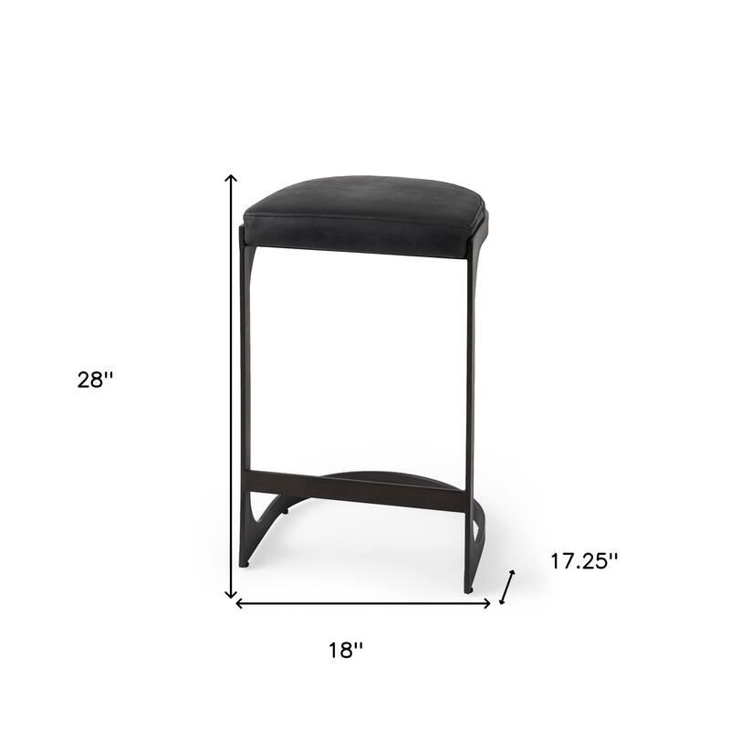 Faux Leather Backless Metal Bar Stools with Footrest