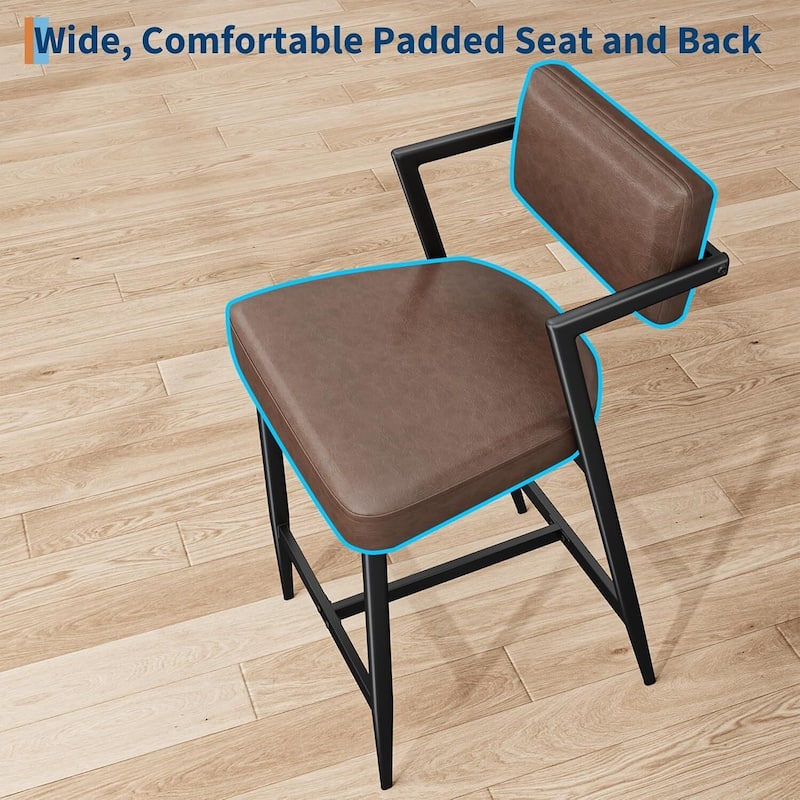 Upholstered Farmhouse Counter Height BarStools Set of 2