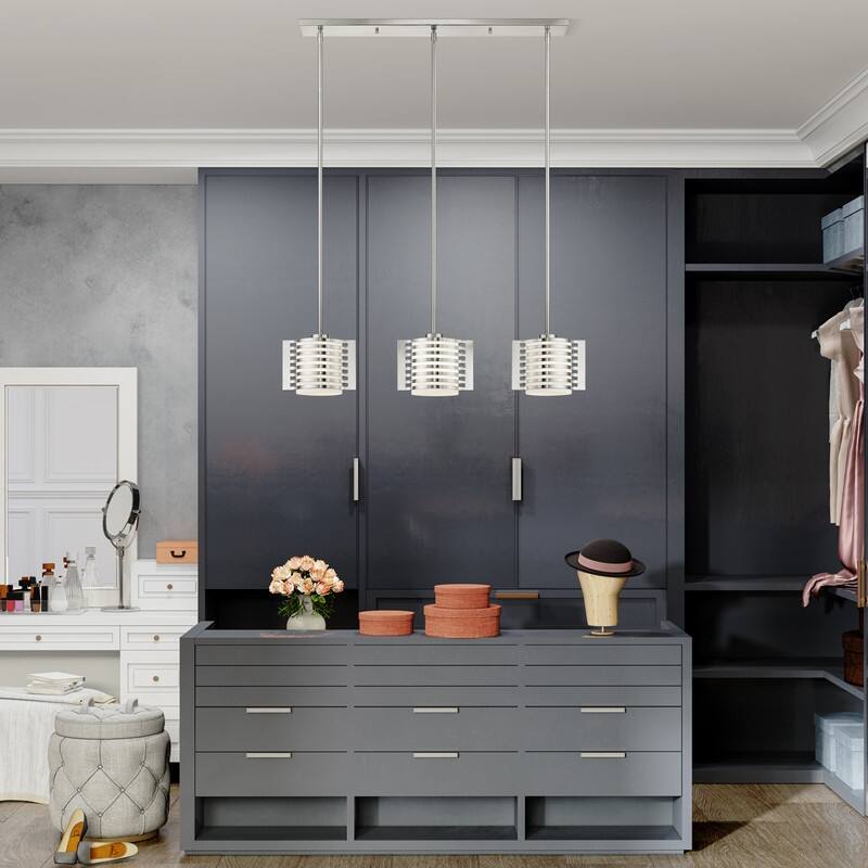 Livex Lighting 3-light Brushed Nickel Indoor Chandelier, 41033-91 - 36.5" L X 4.5" W X 9.25" - 45.25" ADJ H