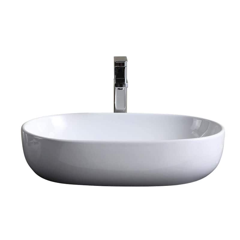 Fine Fixtures Modern White Vitreous China Oval Sharp Vessel Bathroom Sink