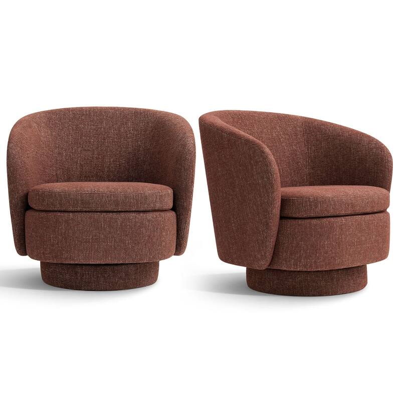 Modern Linen Swivel Barrel Accent Chair(Set of 2)