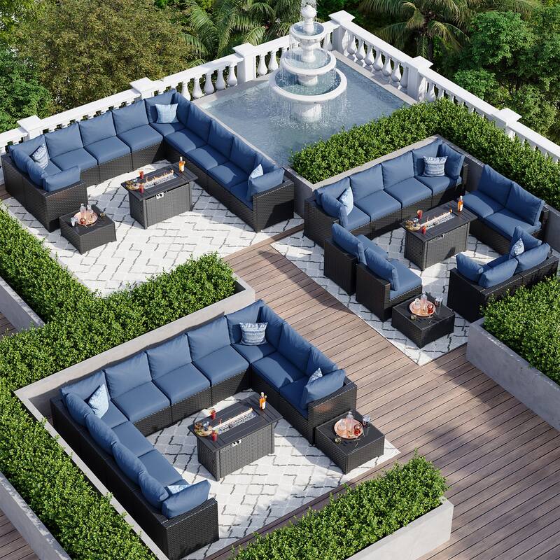 Wicker Rattan Patio Sectional Sofa Set