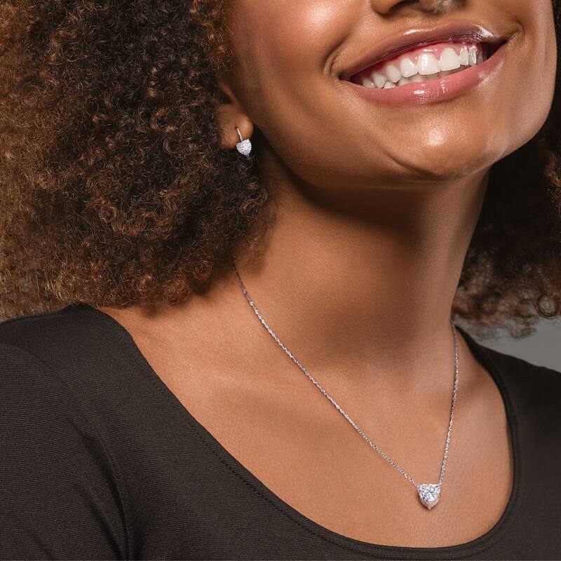 6ct DEW Created Moissanite Heart Jewelry Set 10K White Gold