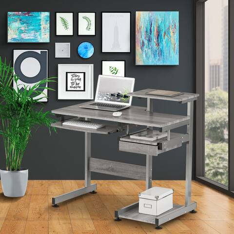 Mordern Complete Computer Workstation Desk, Grey