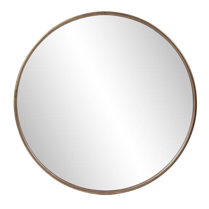 Allan Andrews Round Contemporary Wall Mirror with Vintage Matte Finish - 47"D - Matte Vintage Gold