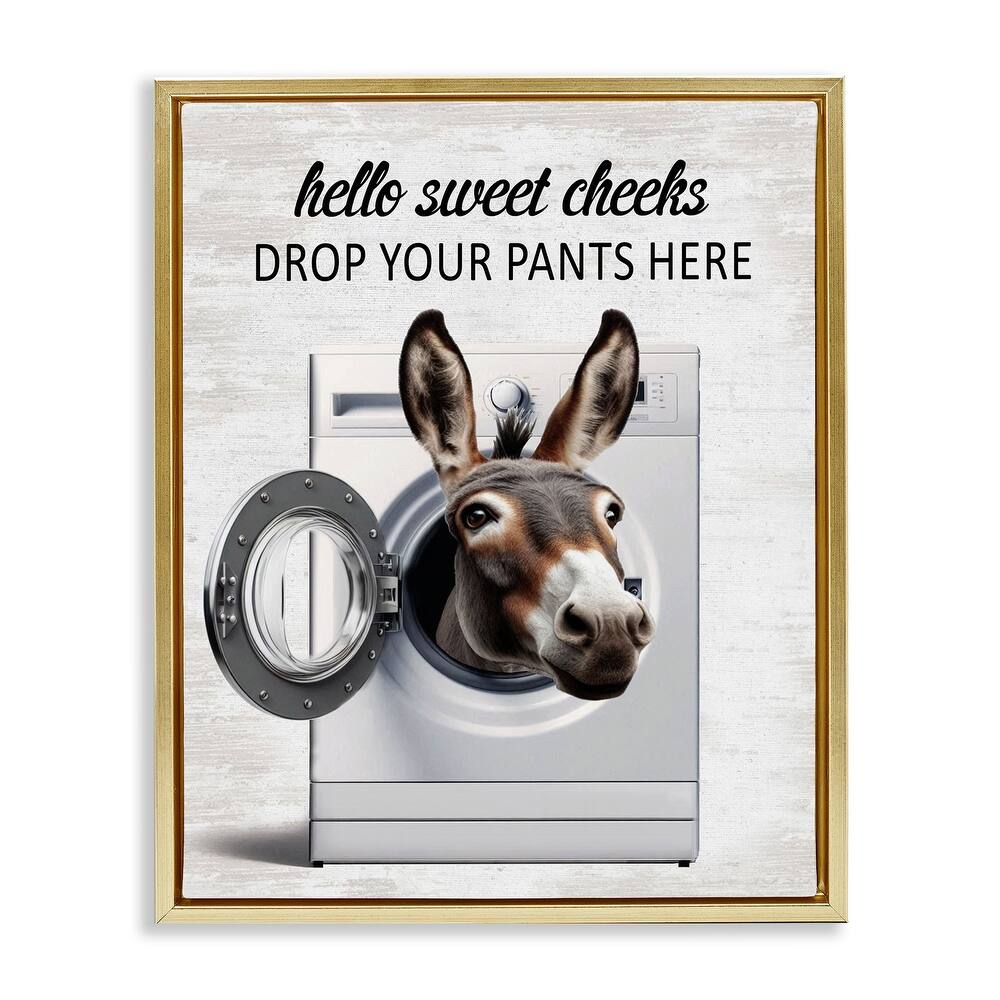 Stupell Funny Sweet Cheeks Laundry Framed Floater Canvas Wall Art Design By Lettered and Lined