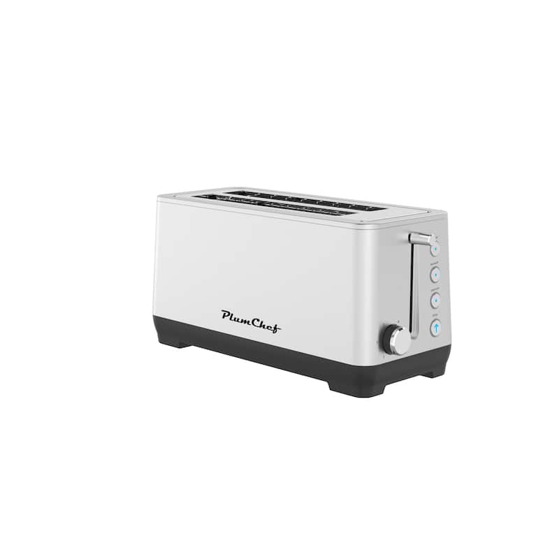 4-Slice Extra Wide Long Slot Toaster (Silver, 1500W) - Stainless Steel with Warming Rack