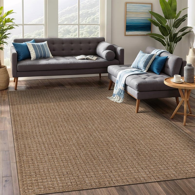 Easy Jute Natural Rug Solid Washable Durable Outdoor Indoor Area Rugs