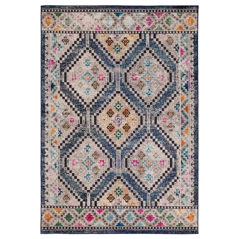 SAFAVIEH Madison Janell Boho Chic Rug - 5'3" x 7'6" - Navy/Beige