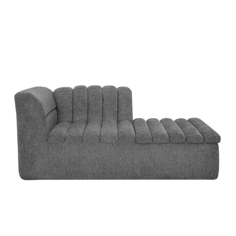 106" L-Shaped Chenille Upholstered Boneless Sectional Sofa with Chaise and Wave-Shaped Armrest, No Pillows Included